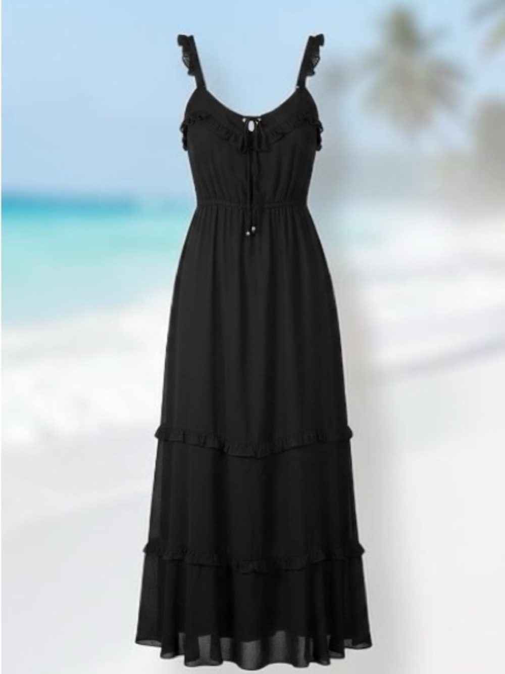 City Chic Black Maxi Dress with Ruffle Tiers